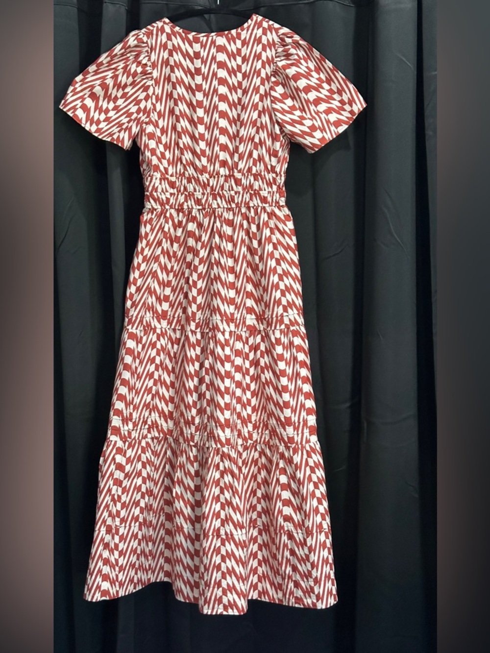 Anthropologie The Somerset Cotton Maxi Derby Dress Red Geo XSP - Picture 2 of 7